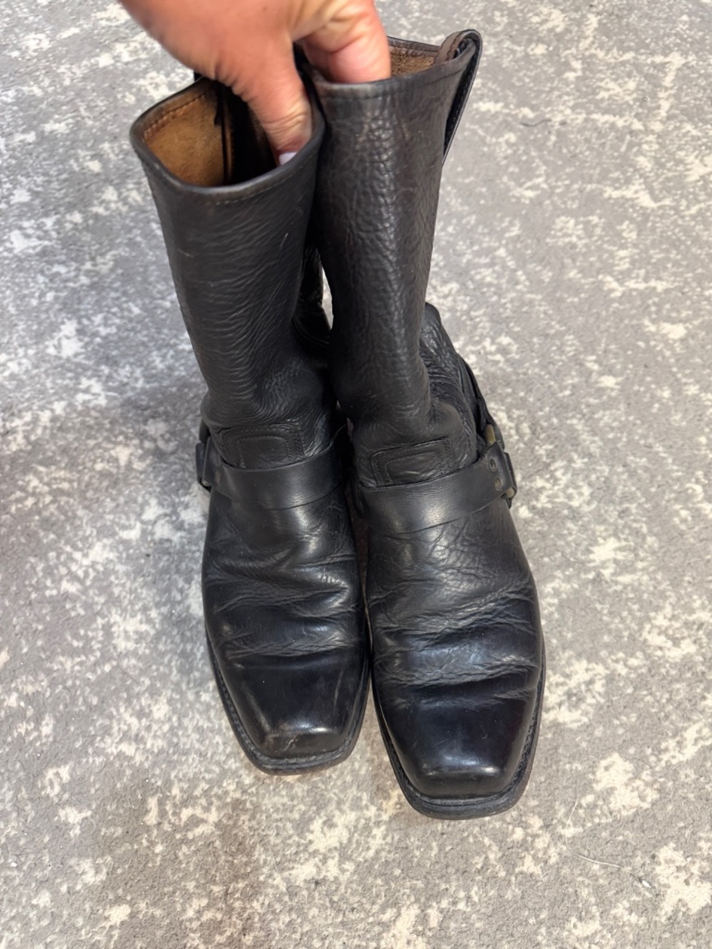 Frye Black Leather Harness Ring Boots - Picture 2 of 6